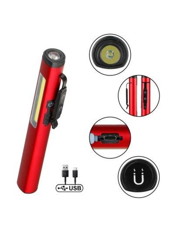 ŞARJLI MIKNATISLI ÇALIŞMA LAMBASI CEP FENERİ - Image 1