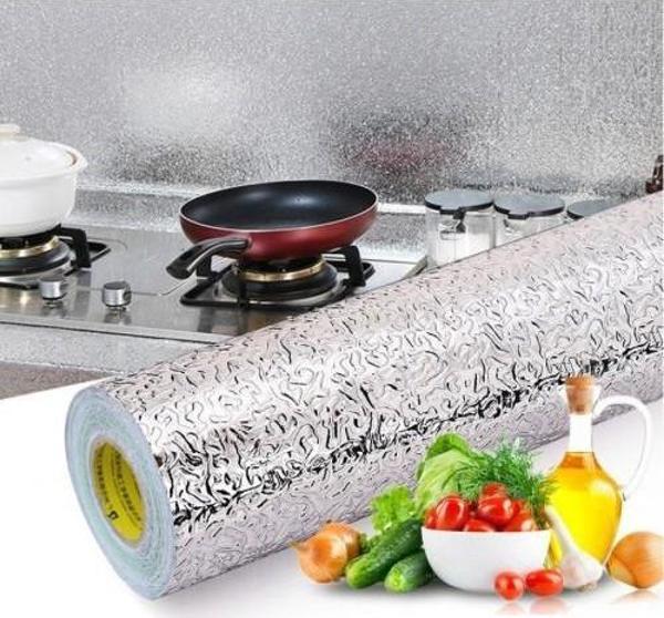 Yapışkanlı Kolay Silinebilir Mutfak Tezgah Üstü Folyo Gümüş - Image 1