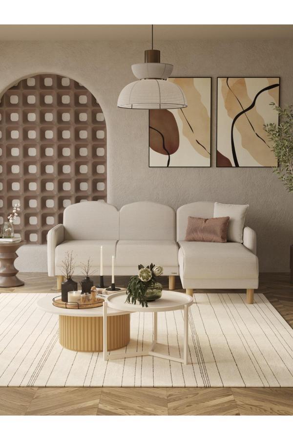 Modalife Bohem Köşe Takımı, İskandinav L Koltuk, Modern Köşe Koltuk, Uzanmalı, Yataklı Sandıklı - Image 1