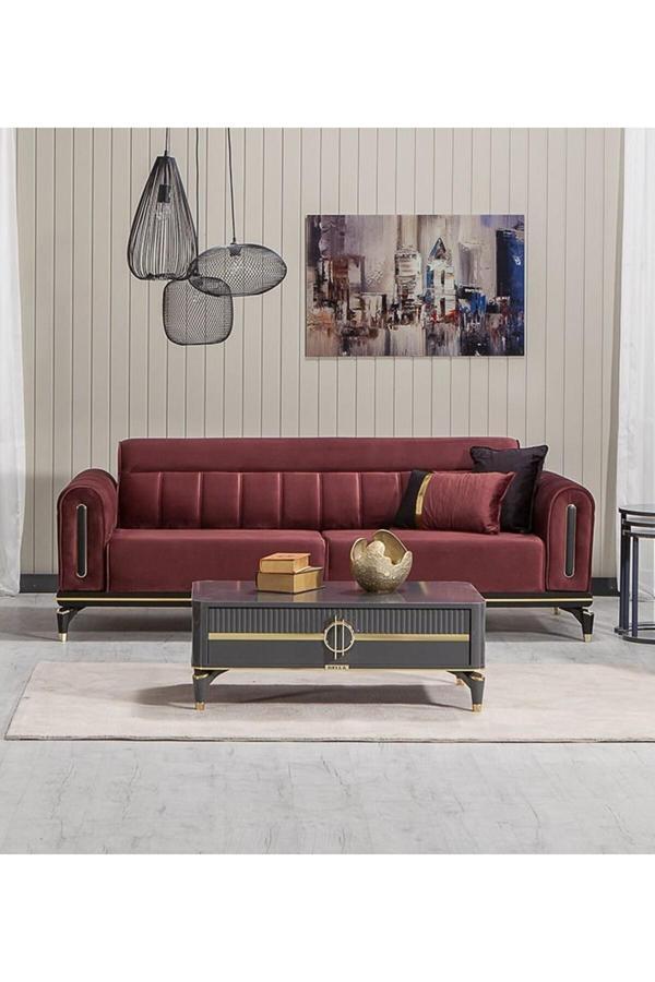 Modalife Bella Üçlü Koltuk - Patlıcan Moru - Image 1