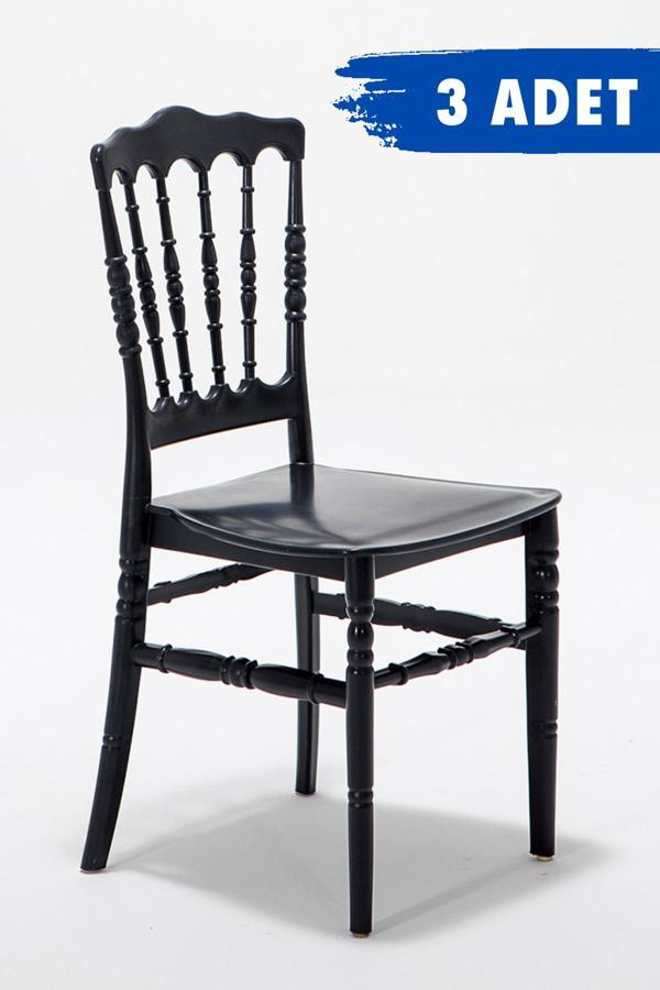 Mobetto 3 Adet Miray Siyah Pratik Sandalye / Balkon-Bahçe-Mutfak - Image 1