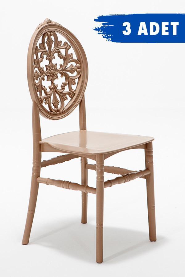 Mobetto 3 Adet Venüs Cappucino Pratik Sandalye / Balkon-Bahçe-Mutfak - Image 1