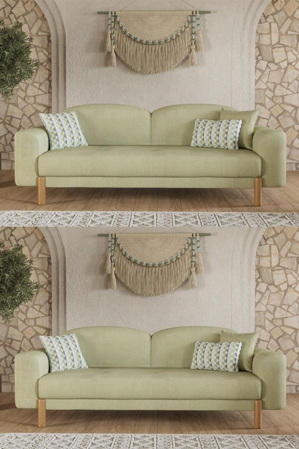 Modalife Bohem Plus Üçlü Koltuk - Yeşil - Image 1