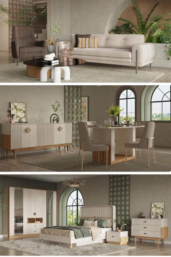 Modalife Salda Midi Düğün Paketi - Oturma Grubu / Yatak Odası Takımı / Yemek Odası Takımı - Image 1