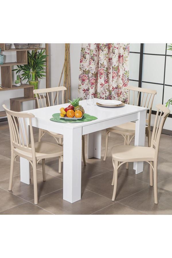 Mobetto Arda / Violet Mutfak Masa Takımı 4 Sandalye 1 Masa- Cappucino - Image 1