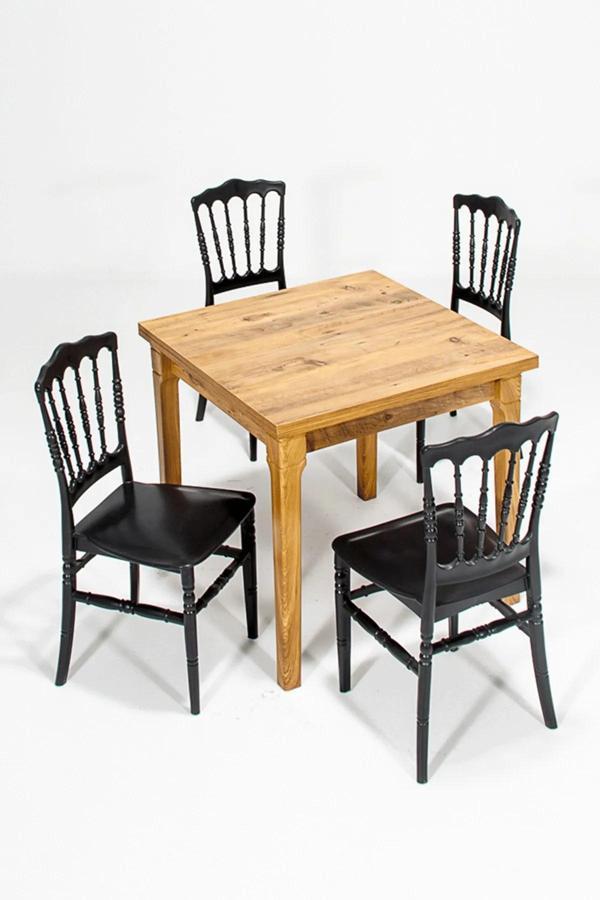 Mobetto Asos Açılır Masa / 4 Adet Miray Siyah Sandalye Mutfak&Salon Masa Takımı - Image 1