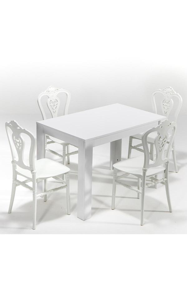 Mobetto Beyaz Arda Carisma Mutfak Masa Takımı 4 Sandalye - Image 1