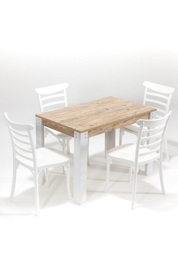 Mobetto Grande / Efes Mutfak Masa Takımı 4 Sandalye 1 Masa - Beyaz - Image 1