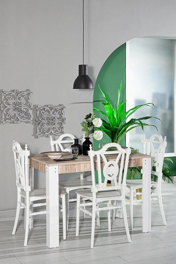 Mobetto Grande / Keops Mutfak Masa Takımı 4 Sandalye 1 Masa - Beyaz - Image 1