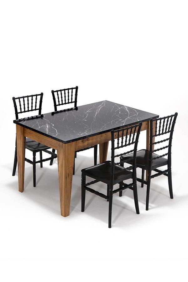 Mobetto Avrupa / Soho Mutfak Masa Takımı 1 Masa 4 Sandalye - Siyah - Image 1