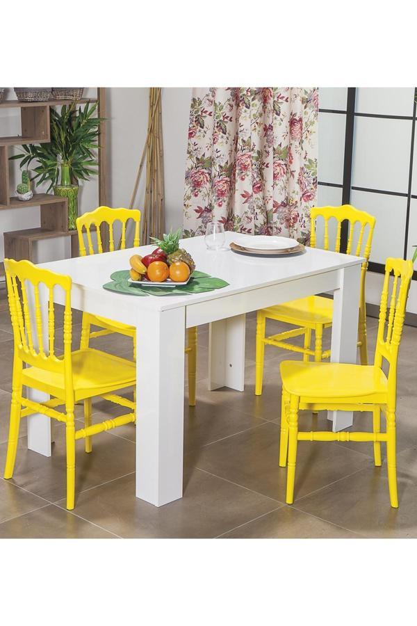 Mobetto Arda / Miray Mutfak Masa Takımı 1 Masa 4 Sandalye 4 Sandalye 1 Masa - Sarı - Image 1