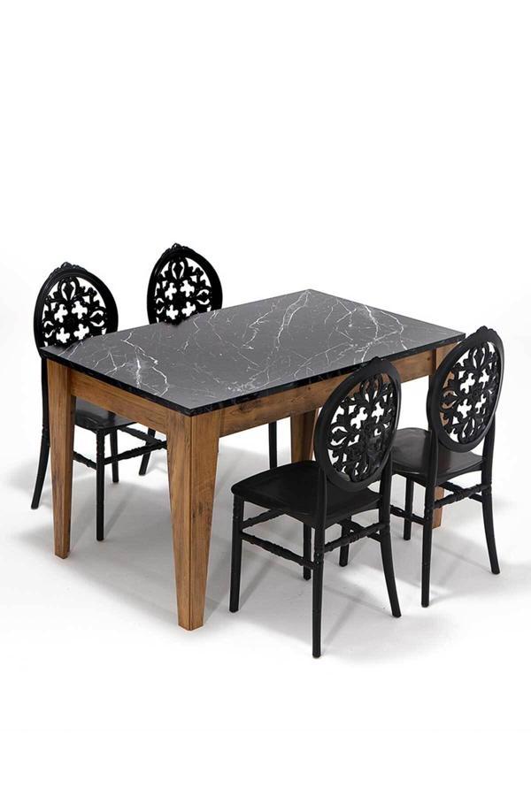 Mobetto Avrupa / Venüs Mutfak Masa Takımı 1 Masa 4 Sandalye - Siyah - Image 1