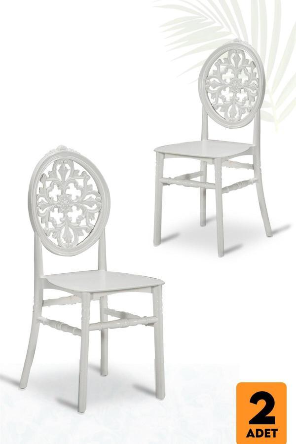 Sandalie Home Venüs 2 Adet Bahçe Balkon Mutfak Sandalye Beyaz - Image 1