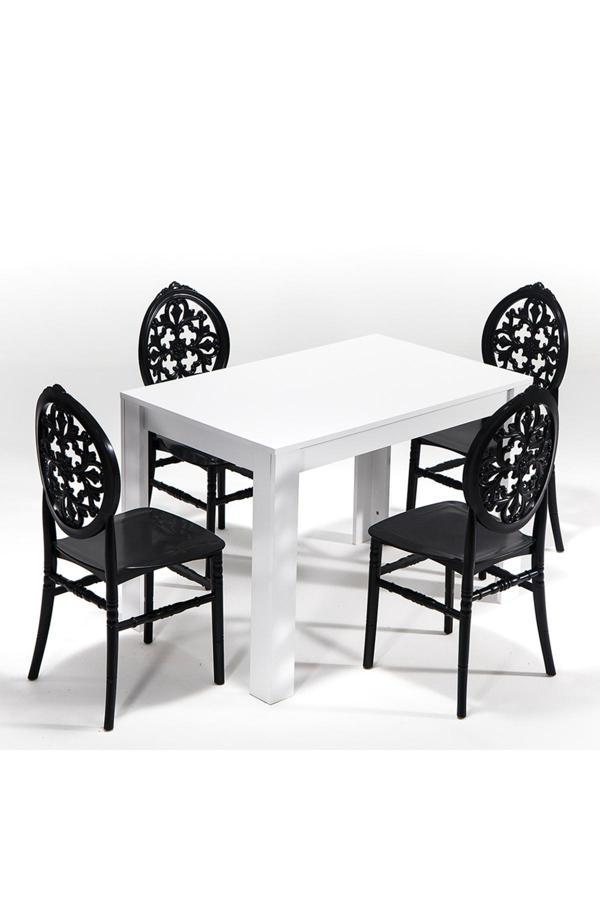 Mobetto Arda / Venüs Mutfak Masa Takımı 1 Masa 4 Sandalye - Siyah - Image 1