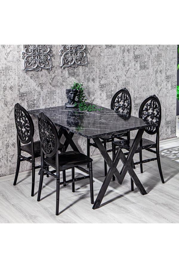 Mobetto Matrix Wega Mermer Desen / Venüs Mutfak Masa Takımı Siyah - Image 1