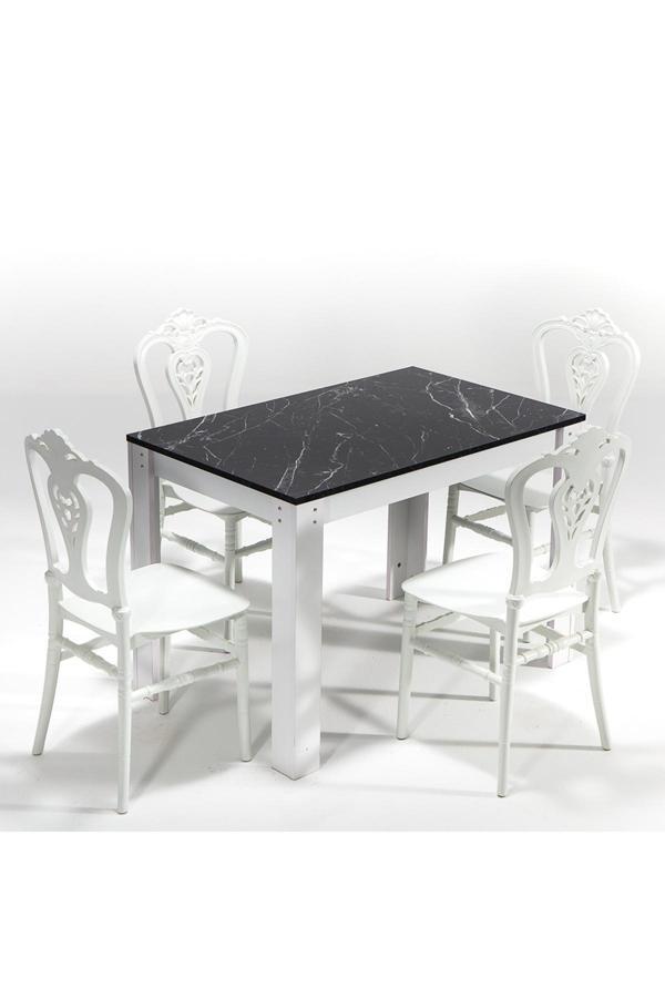 Mobetto Mirage / Carisma Mutfak Masa Takımı 4 Sandalye 1 Masa - Beyaz - Image 1