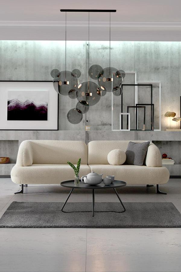 Mobetto Rose Üçlü Salon&Oturma Odası Kanepe - Krem - Image 1