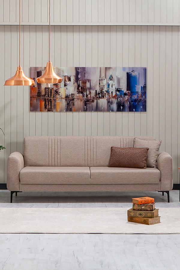 Sandalie Rio Üçlü Salon&Oturma Odası Kanepe - Krem - Image 1