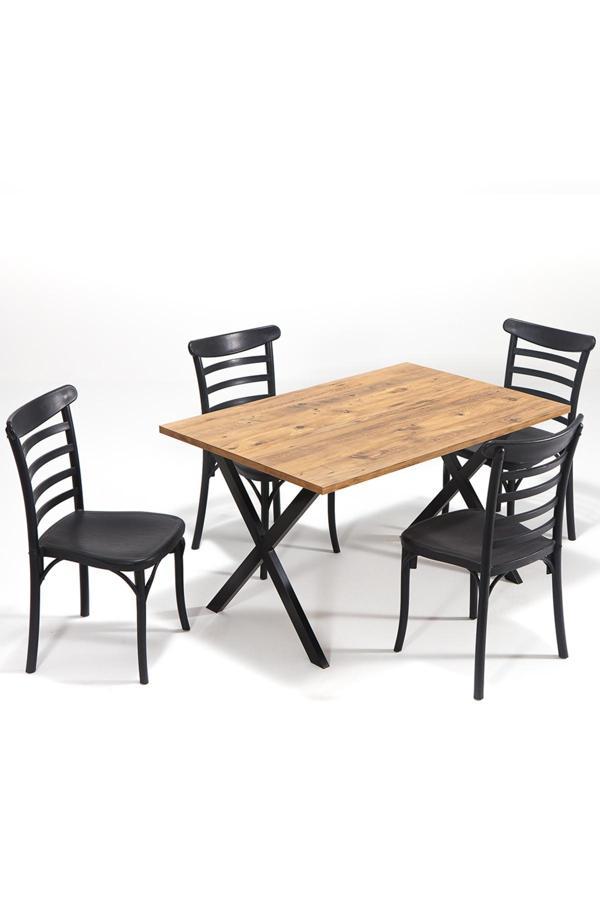 Mobetto Matrix Maxima Açık Ceviz - Efes Mutfak Masa Takımı - Siyah - Image 1