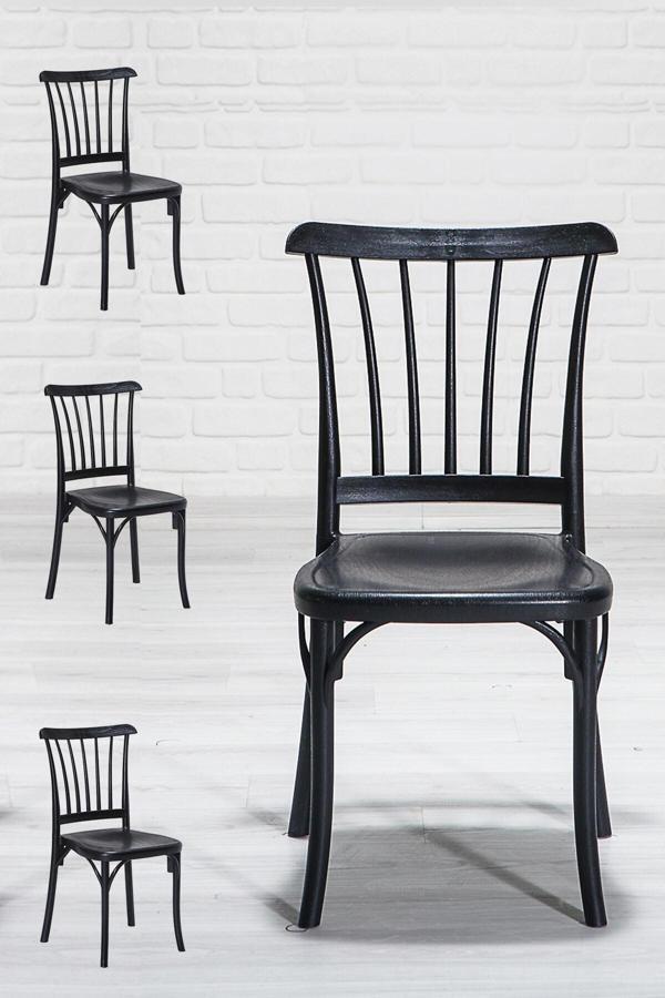 Mobetto Violet Home Mutfak Sandalyesi 4 Adet – Siyah - Image 1