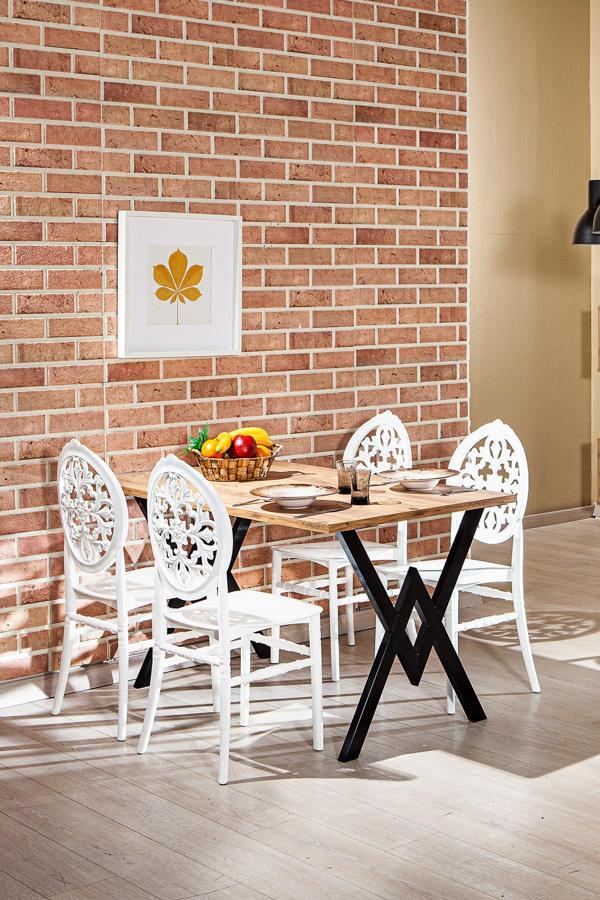 Mobetto Matrix Wega Atlantik Çam / Venüs Mutfak Masa Takımı - Beyaz - Image 1