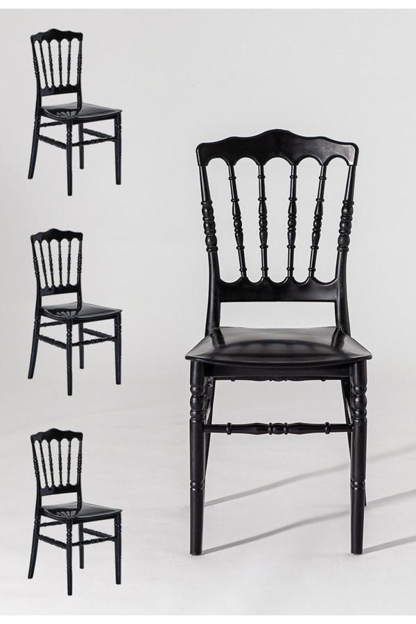 Mobetto Home Mutfak Sandalyesi 4 Adet - Siyah - Image 1