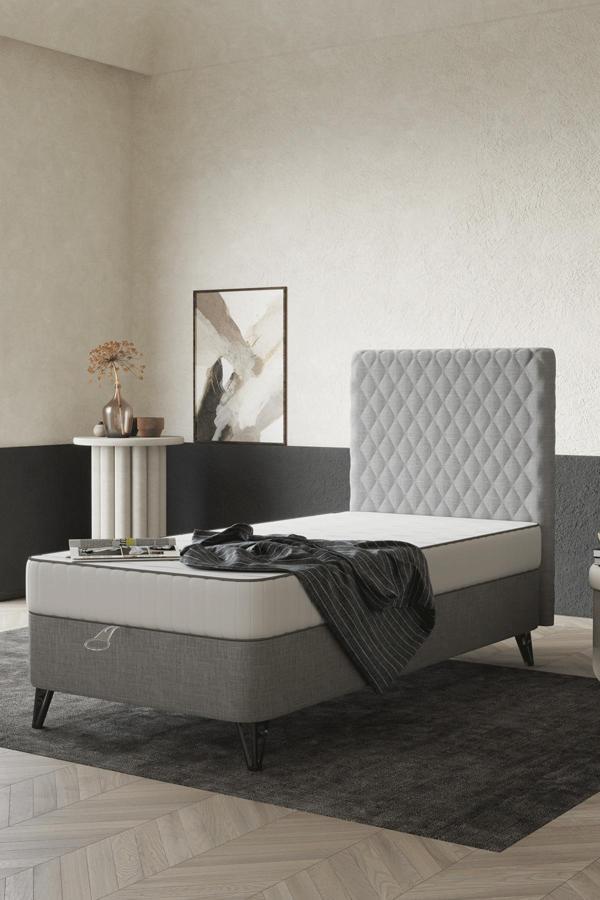 Sandalie Ortopedik Lüx 90X190 Yatak Baza Başlık Seti - Antrasit - Image 1