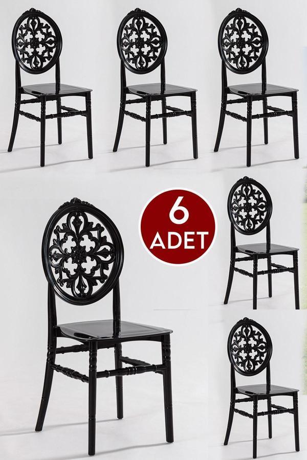 Mobetto Venüs Home Balkon Mutfak Cafe Sandalyesi 6 Adet - Siyah - Image 1