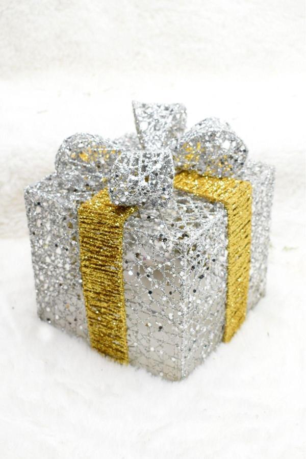 Yılbaşı Çam Ağacı Hediye Paketi Büyük Boy Gümüş-Sarı - Image 1