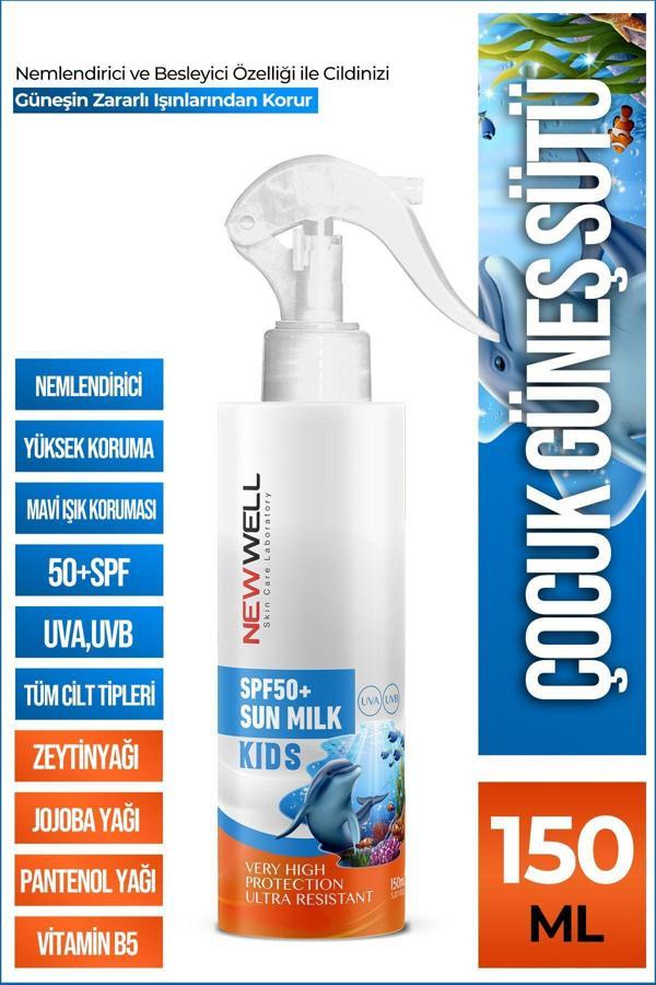 New Well Çocuk Güneş Sütü Yüksek Koruma Spf50+ Jojoba Oil 150 Ml - Image 1
