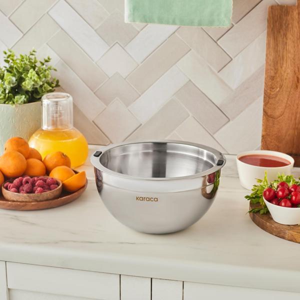 Karaca Mutfaksever Ice Hot Bowl Çift Cidarlı ve Su Hazneli Çelik Servis Kasesi 20 cm - Image 1