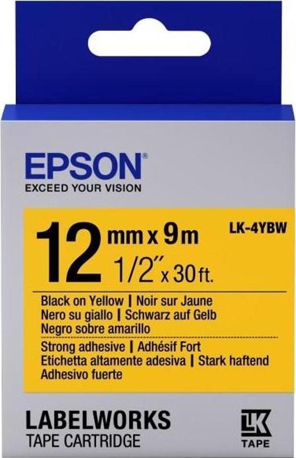 Epson Lk-4Ybp Pastel Sarı Üzeri Siyah 12 mm 9 Metre - Image 1