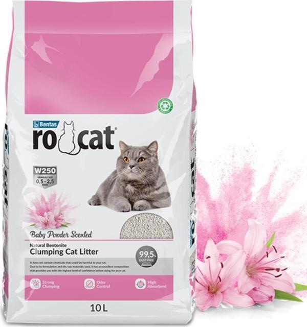 RoCat Bebek Pudrası Kokulu İnce Taneli Kedi Kumu 10 lt - Image 1