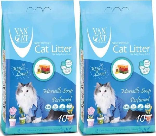 VanCat Marsilya Sabunlu İnce Taneli Kedi Kumu 10 Kg 2 Adet - Image 1