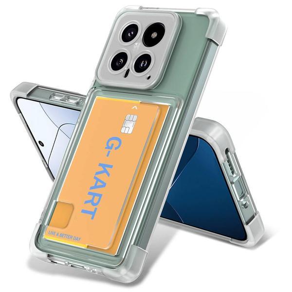 Xiaomi Mi 14 Uyumlu AiHTTg Tasarımlı Şeffaf Kartlıklı G-Kart MKST Kılıf-Renksiz - Image 1