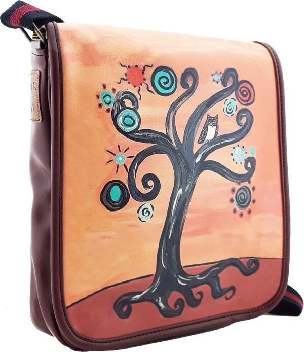 Perabags Ağaç Baskılı Çapraz Çanta - Image 1