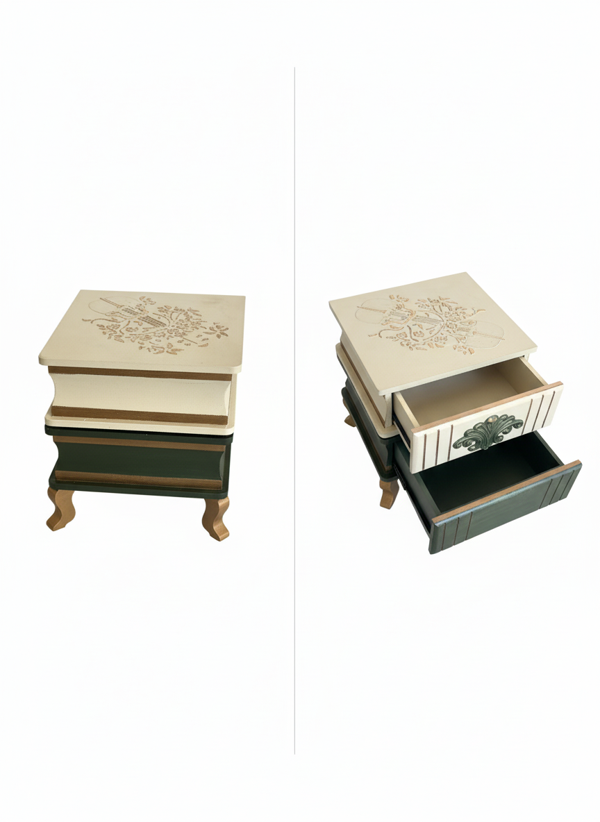 Sanat9K  Ahşap Dekoratif El İşçiliği Makyaj Diğer Eşyalar İçin Çekemeli Saklama Kutusu - Image 1