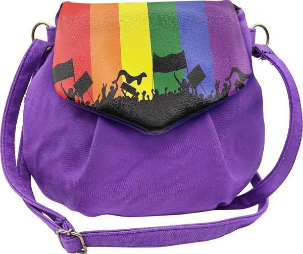 Perabags Kadın Mor Tasarım Baskılı Heybe - Image 1