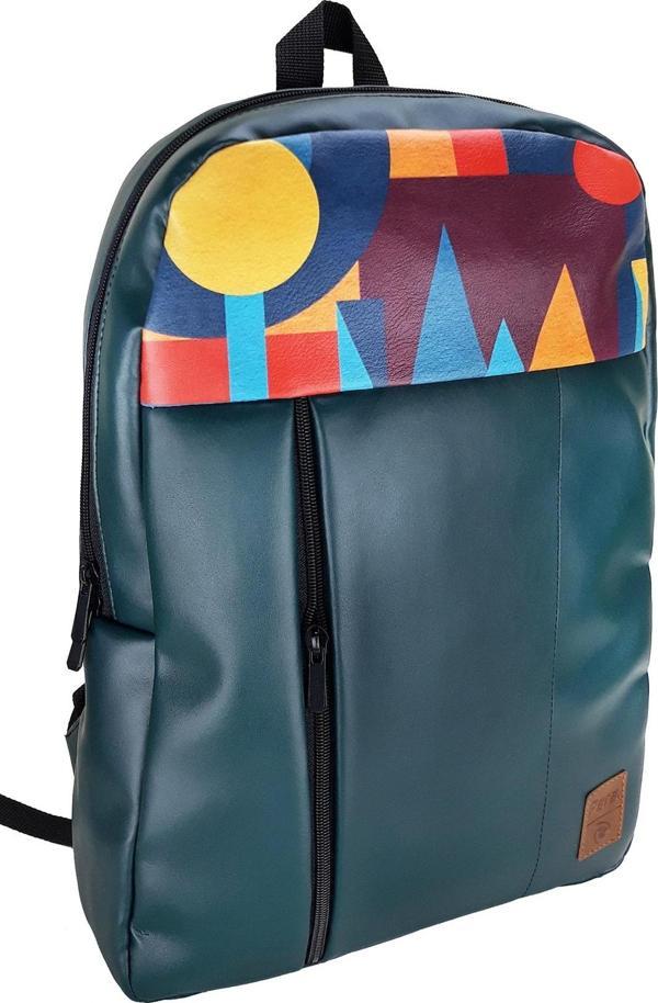 Perabags Tasarım Geometrik Desenli Yeşil Laptop Sırt Çantası - Image 1