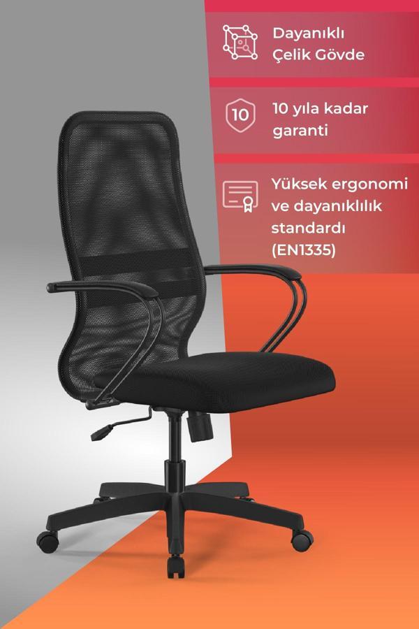 Ergolife Sit 8 Ofis Koltuğu | Krom Ayaklı, Tekerlekli, Siyah, Bilgisayar Sandalyesi - 411.58.1.222 - Image 1