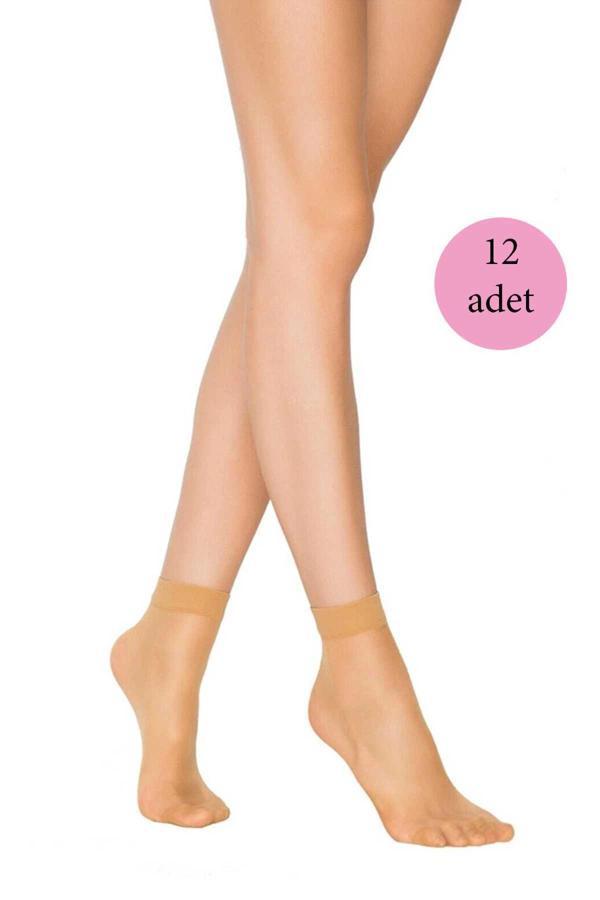 12 Adet Kadın Ten Süper 15 Mat Soket Çorap Ten - Image 1