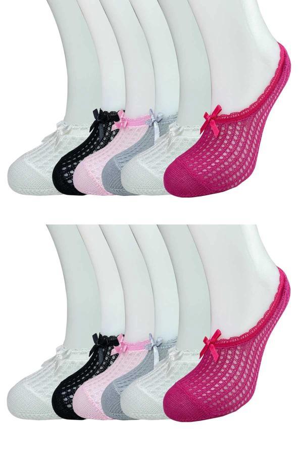 12 Adet Fiyonklu File Kadın Babet Çorap - Image 1