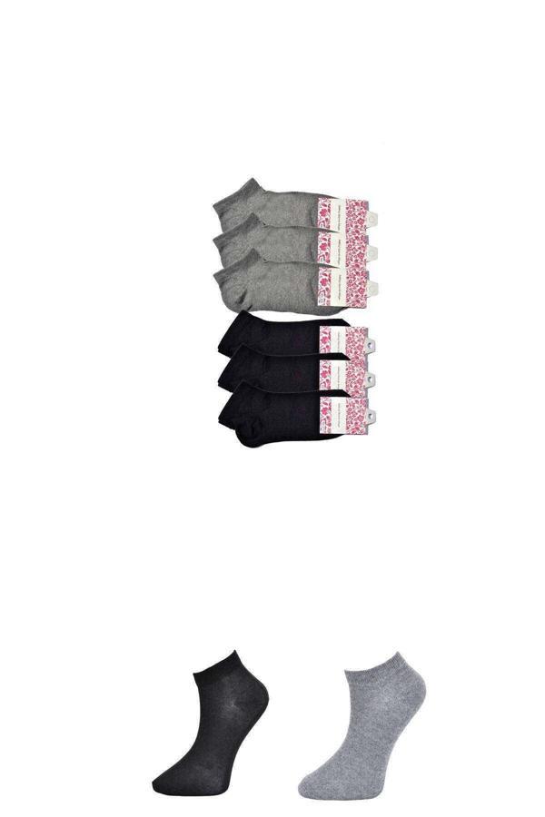 Siyah ve Gri Kadın Bilek Çorap 6 çift - Image 1