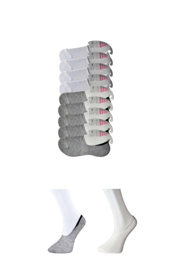 Gri ve Beyaz Kadın Babet Çorap 9 çift - Image 1