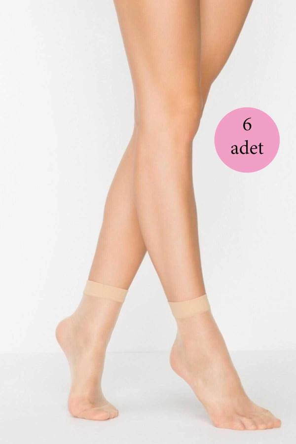 6 Adet Kadın Ten Süper 15 Mat Soket Çorap Açık Ten - Image 1