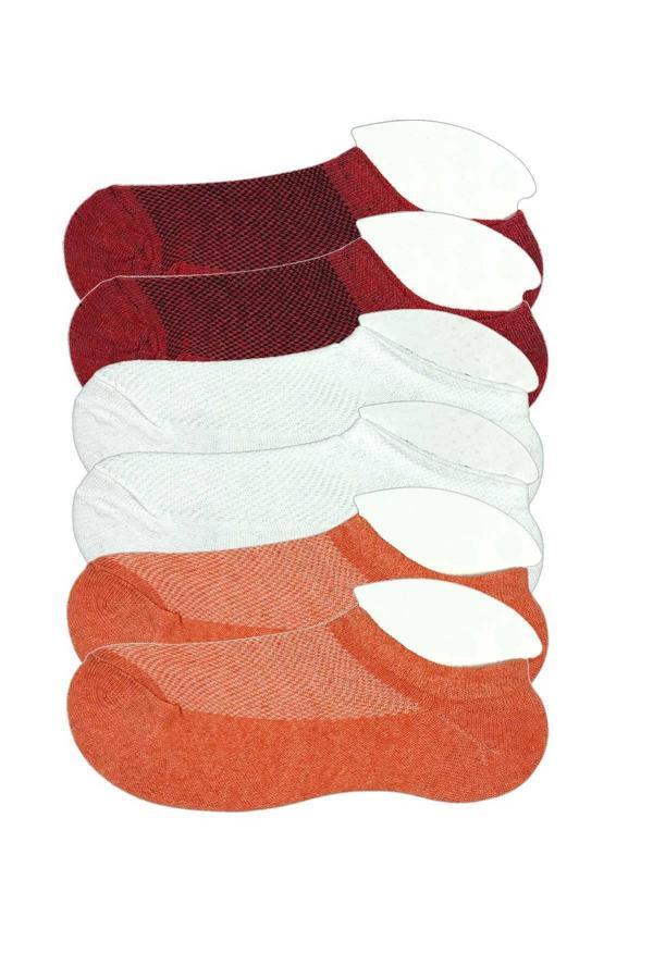 6 Adet Çocuk Sneaker Patik Çorap Bordo Beyaz Turuncu - Image 1
