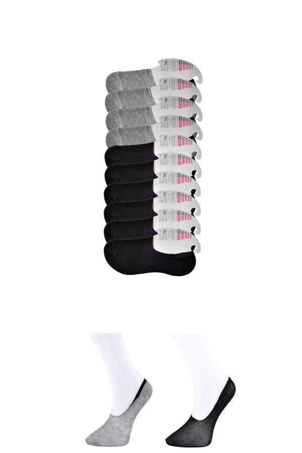 Siyah ve Gri Kadın Babet Çorap 9 çift - Image 1