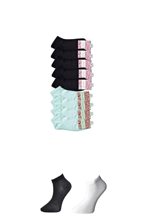 Siyah ve Beyaz Kadın Bilek Çorap 9 çift - Image 1