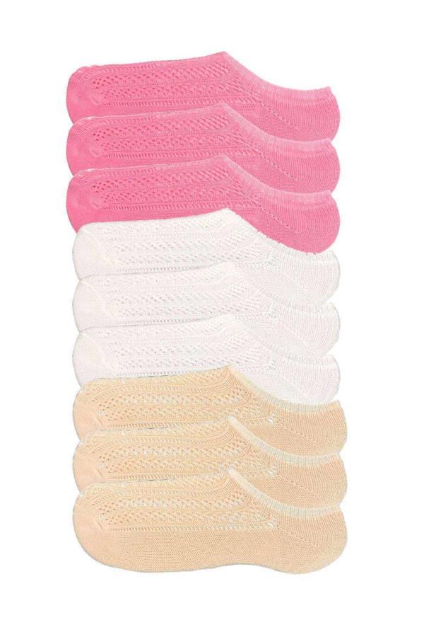 9 Adet Kadın Sneaker Dantelli File Pamuklu Yumuşak Çorap - Image 1