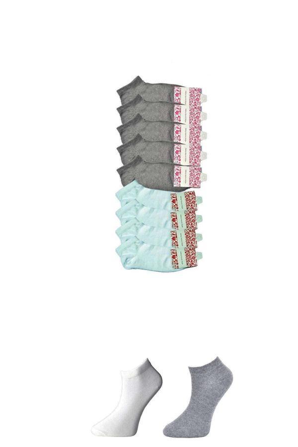 Gri ve Beyaz Kadın Bilek Çorap 9 çift - Image 1
